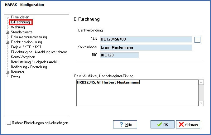 konfiguration e rechnung